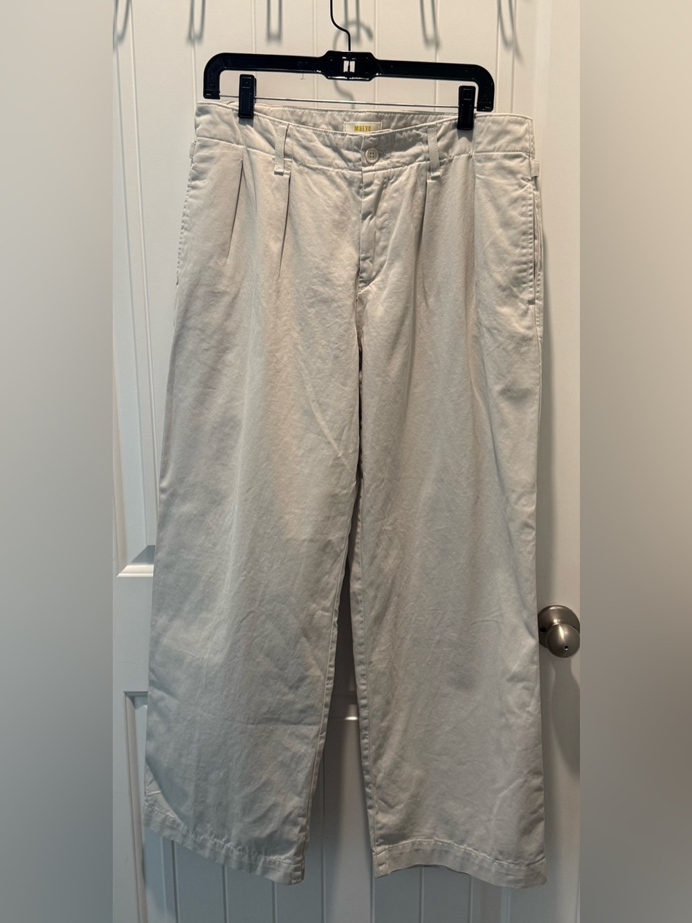 Maeve Anthropologie Ivory Wide Leg Pleated Trousers Pants